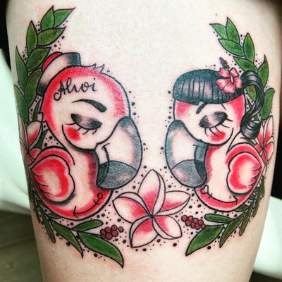 Danke an die wie immer so entzückende für dieses 🦩 flamingolovetattoo in weihnachtsfarben🌲♥️🌲♥️🌲