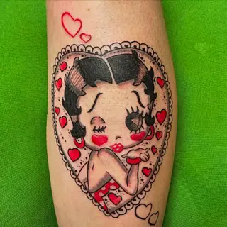 Tattoo-Entwurf von Tschiggy mit Betty Boop im Bubblegum-Art-Stil