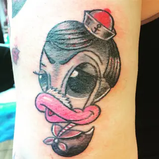 Tattoo von Tschiggy mit einer Ente im Bubblegum-Art-Stil