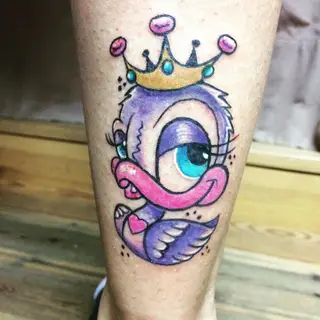 Tattoo von Tschiggy mit einer Ente im Bubblegum-Art-Stil