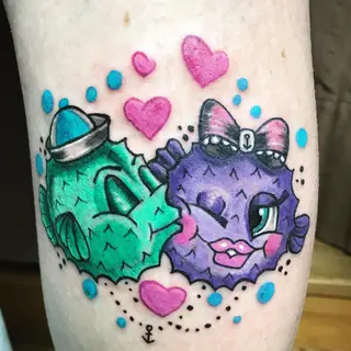 Tattoo von Tschiggy mit einem Fisch im Bubblegum-Art-Stil