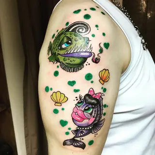 Tattoo von Tschiggy mit einem Fisch im Bubblegum-Art-Stil