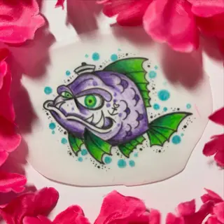 Tattoo-Entwurf von Tschiggy mit einem Fisch im Bubblegum-Art-Stil