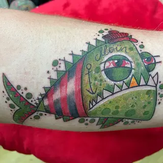 Tattoo von Tschiggy mit einem Fisch im Bubblegum-Art-Stil