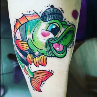 Tattoo-Entwurf von Tschiggy mit einem Fisch im Bubblegum-Art-Stil