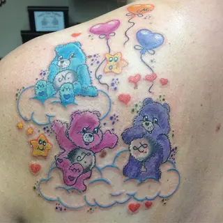 Tattoo von Tschiggy mit einem Glücksbärchi im Bubblegum-Art-Stil