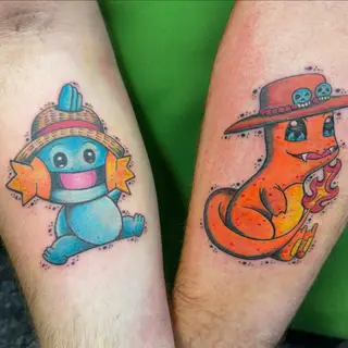 Tattoo von Tschiggy mit Glumanda im Bubblegum-Art-Stil