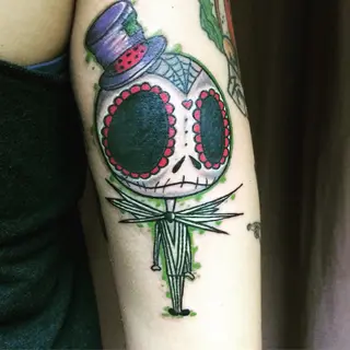 Tattoo von Tschiggy mit Jack und Sally im Bubblegum-Art-Stil