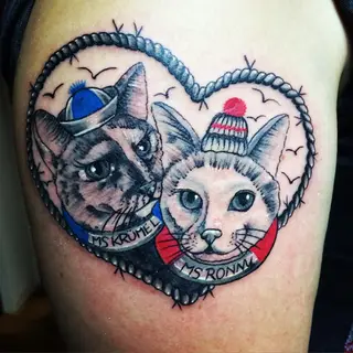 Tattoo von Tschiggy mit einer Katze im Bubblegum-Art-Stil