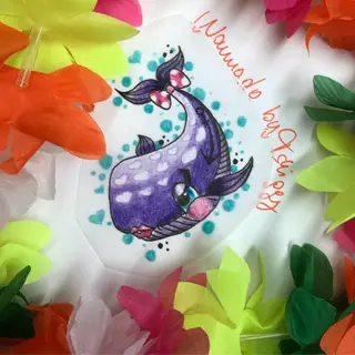 Tattoo-Entwurf von Tschiggy mit einem Wal im Bubblegum-Art-Stil